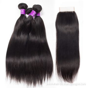 Wholesale Raw Cuticle Aligned Hair 100 Virgin Remy Human Hair Mink Brazilian Hair Straight 3 Bundles With Lace Frontal Closure